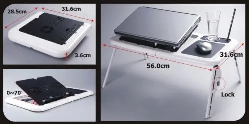 ΒΑΣΗ ΨΥΞΗΣ ΓΡΑΦΕΙΟ για LAPTOP / NETBOOK ή NOTEBOOK E-Table LD09 - ΑΝΑΔΙΠΛΟΥΜΕΝΟ ΤΡΑΠΕΖΑΚΙ ΒΑΣΗ ΨΥΞΗΣ ΜΕ 2 FAN - COOLER PAD